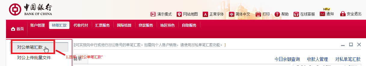 中国银行网银支付流程演示